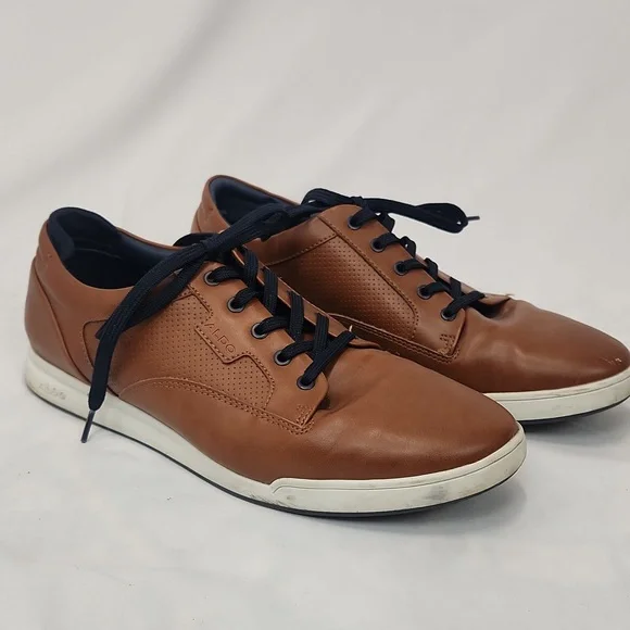 Aldo Shoes Aldo Mens Cognac Brown Lace Up Casual Shoe Size